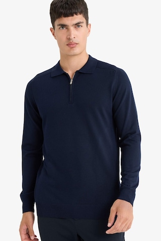 Defacto Standart Fit Polo Yaka Yarım Fermuarlı Premium Triko Kazak D0621AX24AU Lacivert