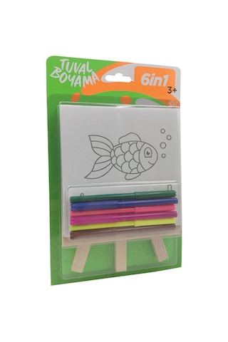 Mini Tuval Boyama Seti 1 Şövale+6 Tuval+6 Keçeli Kalem-red Castle St-01