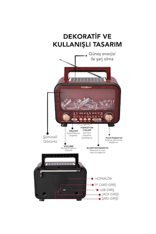 Nostaljik Radyo Şömine Görünümlü Müzik Kutusu Retro Ahşap -bluetooth Hoparlör Speaker & Usb Destekli Fp-2393