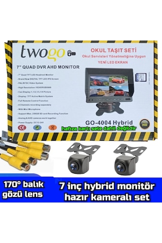 7 İnç Hybrid Dvr Monitör Ve 2 Adet170 Derece Açılı Kamera Set12v