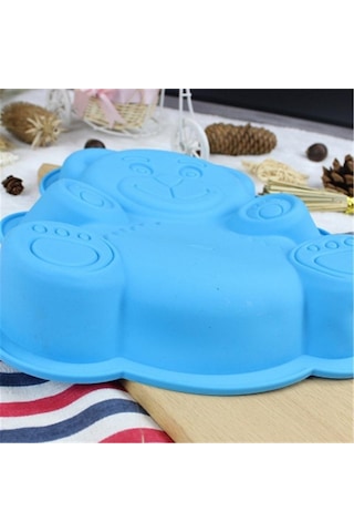 Mavi 3d Ayı Kek Kalıbı Silikon Jöle Fondan Kalıp Çerez Tava Tatlı Kalıp