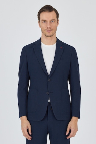 İmza Koyu Lacivert Gofreli Mono Yaka Esnek 6 Drop Slim Fit Classic Takım Elbise 1001250117 Koyu Lacivert