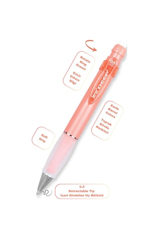 Serve Deep Versatil Kalem 05mm- Toprak Tonları - Yedekli Set Grip Ve Silgi Mercan Mercan