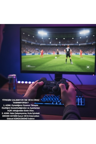 Trio Tr-900 Çift Titreşimli Double Vibration Usb Pc Gamepad Joystick