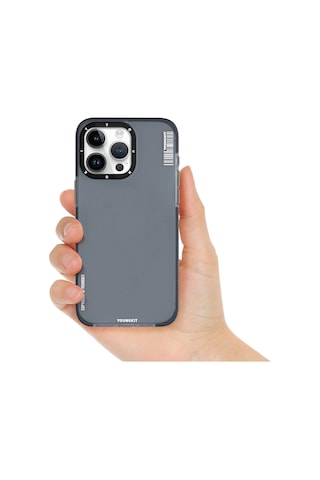 Apple Uyumlu iPhone 15 Pro Kılıf Buzlu Mat Tasarım Youngkit Colored Sand Serisi Kapak Siyah