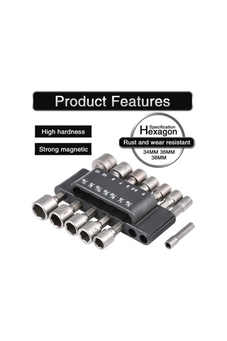 Xindoker 14 Parça 1/4" Hexagonal Saplı, Manyetik Olmayan, 5-13mm Çaplı Pnömatik Ve Elektrikli Tornavida Uyumlu Cr-v Çelik Somun套筒 Seti