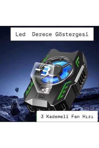 3 Kademeli Telefon Soğutucu Cep Telefonu Soğutma Fanı Gamer Oyuncu Radyatör Soğutucu Siyah