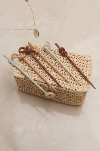 Okavango Topuz Tokası Kadın 6 Adet Kahverengi Tonlar Kadın Topuz Çubuğu Çok Renkli