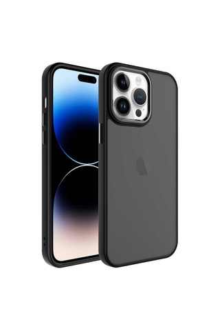 Zeyline Apple Uyumlu iPhone 14 Pro Max Buzlu Sert Pc Zore May Kapak-siyah