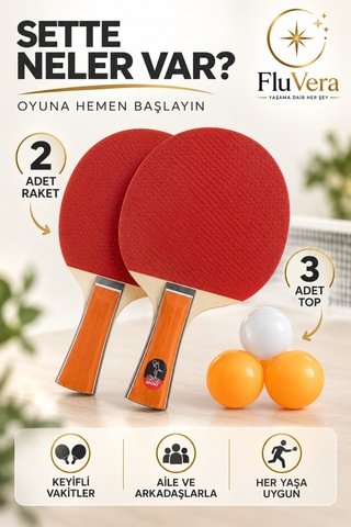 Masa Tenisi Raket Seti 2 Raket 3 Top Pinpon Raket Takımı Masa Tenisi Seti
