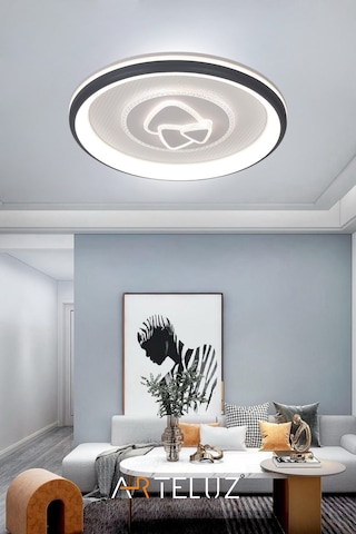 Üçgen Model Modern Plafonyer Avize 50 Cm, 3 Renk Işık Siyah
