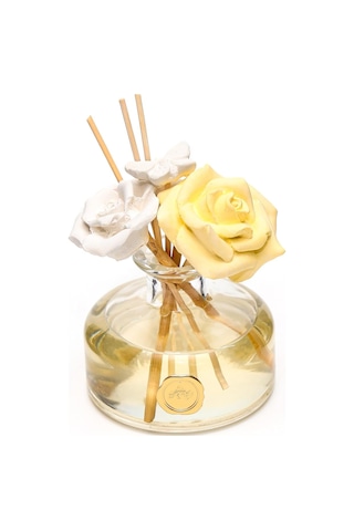 150 Ml Boyunlu Cam Şişe Seramik Çiçek Taş Çubuklu Vanilya Sandal Oda Kokusu Abundance Prosperity
