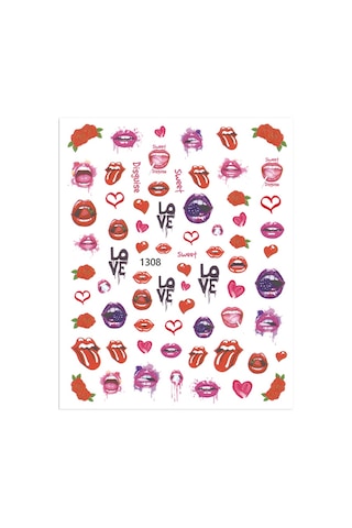 Dudak Kalp Gül Tema Tırnak Sticker Tırnak Etiketi Nail Art Jo-1308