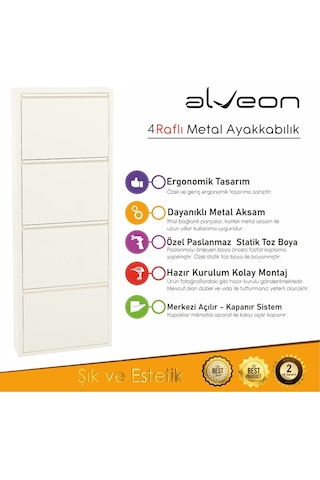 Alv-10004 Alveon Metal Ayakkabılık Beyaz
