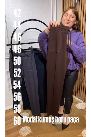 Petunya Butik Modal Kumaş Boru Paça Pantolon Lacivert Petunya Butik Modal Kumaş Boru Paça Pantolon Lacivert