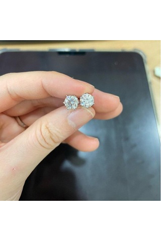 Sarı Bagueringen Gerçek 0.5-1 Karat D Renk Mozanit Saplama Küpe Kadınlar Için En Kaliteli 925 Ayar Gümüş Köpüklü Düğün Takı