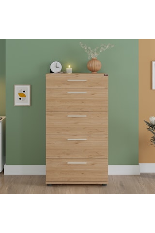 Trendline 5 Çekmeceli Şifonyer - Florida Meşe 60x108x44 Cm