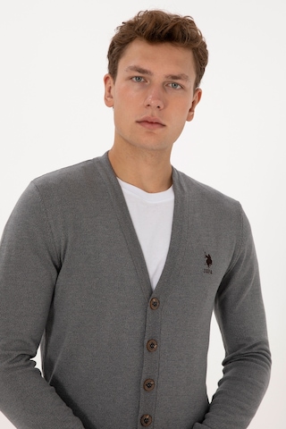 U.s. Polo Assn. Erkek Gri Melanj Hırka Triko 50313702-vr086 Gri Melanj