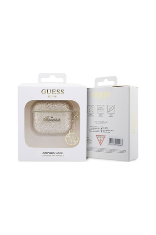 Apple Uyumlu AirPods 3. Nesil Kılıf Guess Glitter 4g Charm Exclusive Tasarım Gold