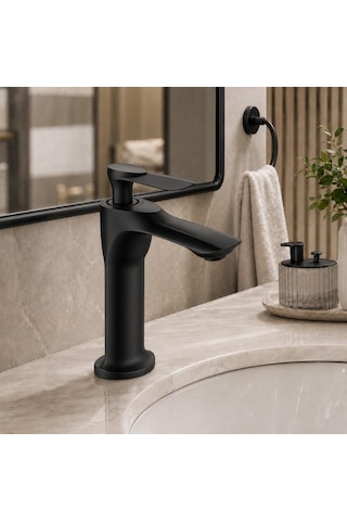 Lava Kısa Lavabo Bataryası Mat Sıyah Mat Siyah