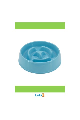 Mikopet Yavaş Mama Yeme Kabı 375 Ml. Plastik Mor, Mavi, Yeşil, Pembe Çok Renkli