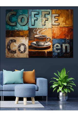 Ahşap Tablo Kahve Fincanı Ve Coffee Yazıları