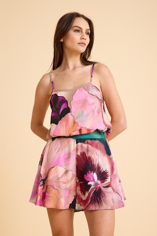 Paradise Sklamen İnce Askılı, Şortlu Pijama Takım Desenli