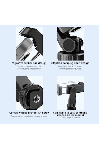 Djı Osmo Pocket 3 İçin Puluz Koruyucu Çerçeve Genişletme Telefon Kelepçesi, Tripod Direği Siyah İle Uyumlu