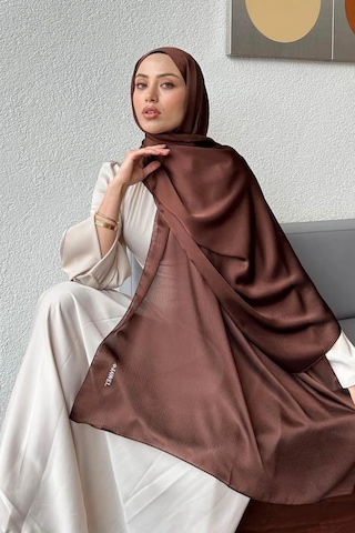Flora Tekstil Janjan Trend Parlak Saten Dokulu Abiye Şifon Işıl Şal Jan-şal-2510 Kahverengi