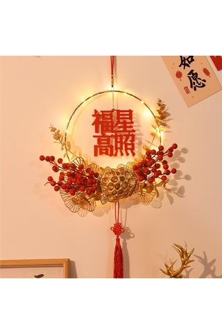 Suofeng Yeni Yıl Dekorasyonu Led Işıklı Çiçek Yüzüğü, Ev Taşınma Diy Seti, Oturma Odası Dekoru Malzemesi