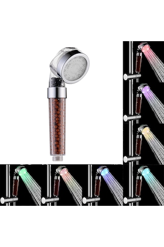 Teltree Led Duş Başlığı 4 Led Işıklandırma 7 Renk Otomatik Değişim Su Akışı İle Aktif Abs Malzeme Standart Bağlantı Uyumlu Diğer