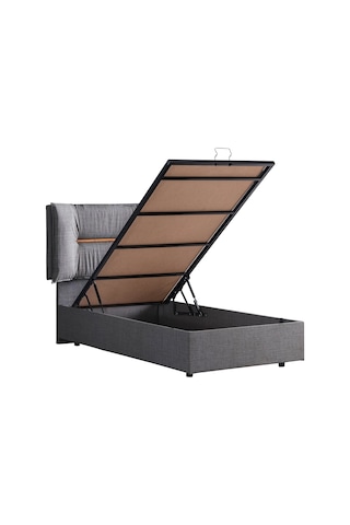 Setaymobilya Baza, Lizbon Tek Kişilik Baza + Başlık + Comfort Yatak, Gri
