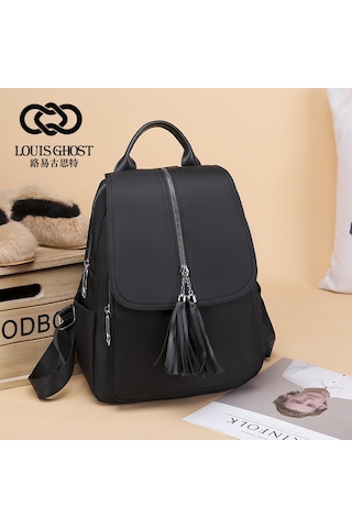 Mufunye Kadınlar İçin Sırt Çantası Yeni Kore Tarzı Moda Oxford Kumaş Seyahat Sırt Çantası Püsküllü Kontrast Renk Büyük Kapasiteli Kadın Çantası Siyah Çok Renkli