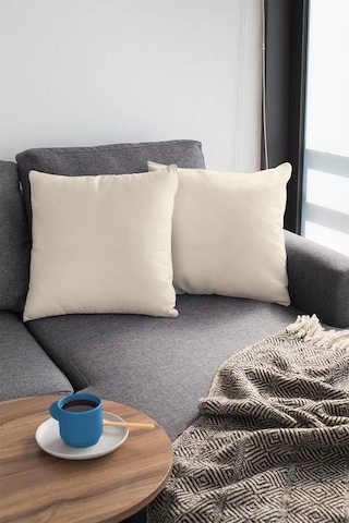 Krem Tek Renk 4'lü Set Çift Taraflı Kırlent Kılıfı 4krl002n11