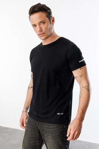 Erkek Nem Emici Hızlı Kuruma Atletik Teknik Performans Spor T-shirt Drıfıt-kısakolnew Siyah