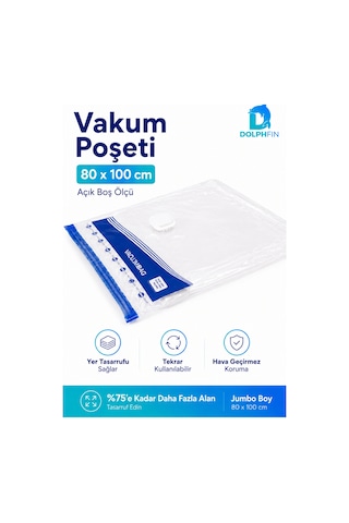 Vakumlu Poşet 80x100 Cm Battal Boy Yorgan Battaniye Hurç Giysi Saklama Torbası 1 Adet Şeffaf