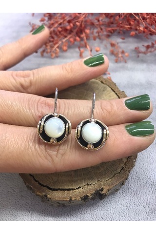 Sedef Taşlı 925 Ayar Gümüş Küpe