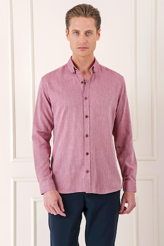 Efor Slim Fit Düğmeli Yaka %100 Pamuk Klasik Bordo Gömlek Gk 723 Bordo
