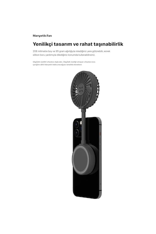 Manyetik Fan Şarj Edilebilir 3 Kademeli 5800 RPM Mıknatıslı MagSafe Telefon Vantilatörü X6104