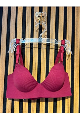 101Dzyn M.f.ö Lingerie Kadın Vişne Çürüğü Fitilli Dikişsiz Balensiz Destekli Push Up Lazer Kesim Sütyen bordo