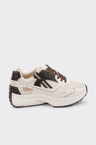 Derinet Yüksek Taban Kadın Sneaker Bej Kahve Bej Kahve