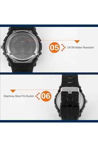 Leezsing Güneş Enerjili Su Geçirmez Spor Kol Saati - Çift Kadranlı Ve 50 Metre Su Dayanıklı Çok Renkli