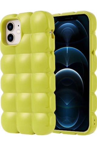 Zore Apple Uyumlu iPhone 12 Kılıf Parlak Esnek Silikon Dom Dom Kapak - Yeşil Yeşil