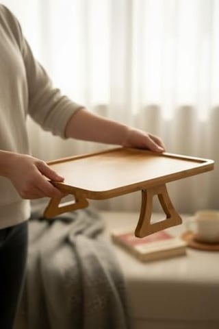 Koltuk Yan Sehpa Katlanabilir Ayaklı Servis Tepsisi Kahve Çay Sunum Tepsisi Kahvaltı Tepsisi Çok Amaçlı Ev İçi Kullanım Pratik Sehpa Dikdörtgen 15cm