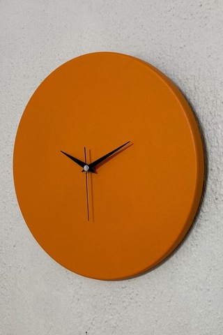 Round Mandalin Model Modern Metal Sıvama Akar Sessiz Mekanizmalı Duvar Saati 30 30cm Turuncu