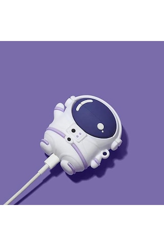 E2M Airpods 3 Uyumlu Kılıf Astronot Mor
