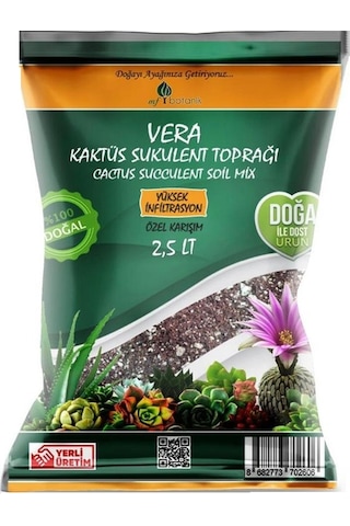 MFBotanik Kaktüs Sukulent Dikim Bakım Seti 2.5 L + Kaktüs Toprağı Vitamin Besini 500 ML