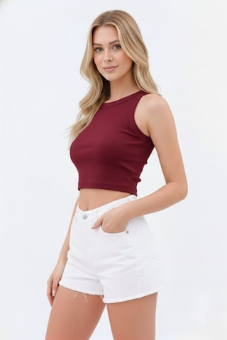 Zedefx Kadın Halter Yaka Pencere Detaylı Crop Bluz bordo