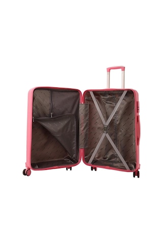 Mçs Bavul Büyük Ve Kabin 2li Set Kırılmaz Silikon Valiz V374 Pembe Pembe