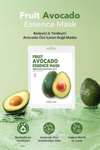Lebelage Avokado İçeren Nemlendirici Kağıt Maske Lebelage Fruit Avocado Mask